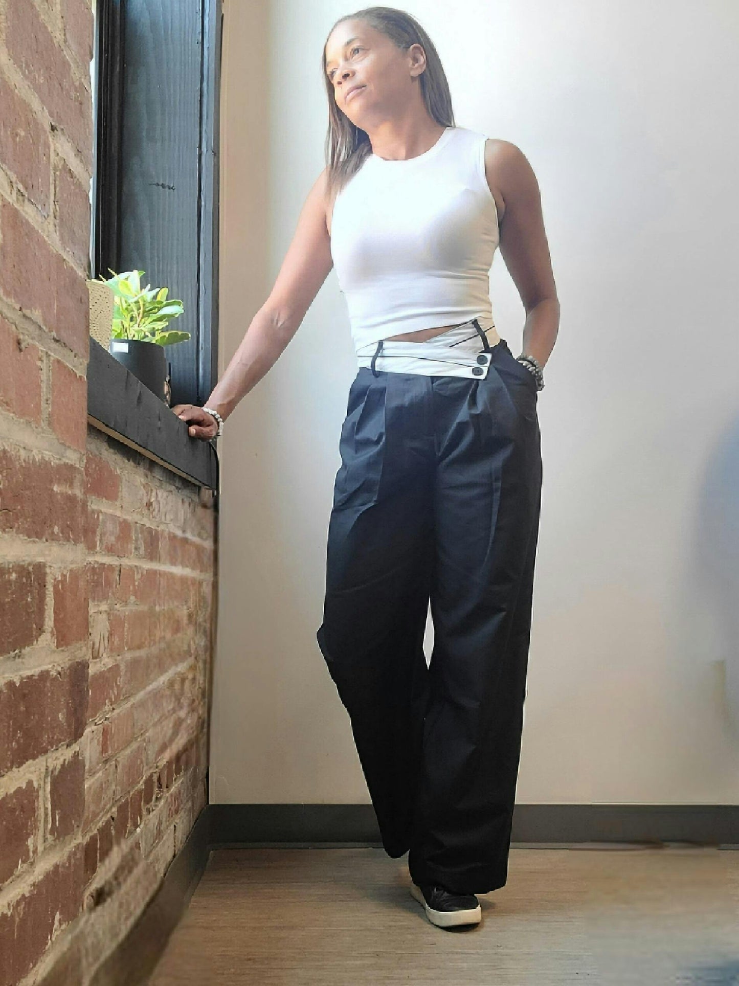 Vellaro pantalón ancho con cinturilla asimétrica