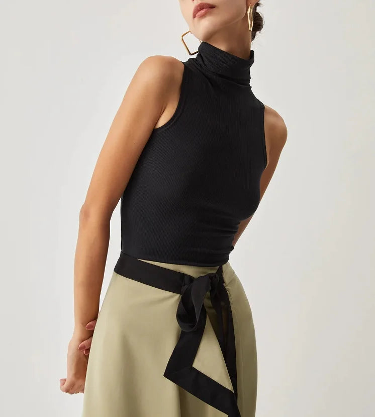 Vellaro top de cuello alto en canalé