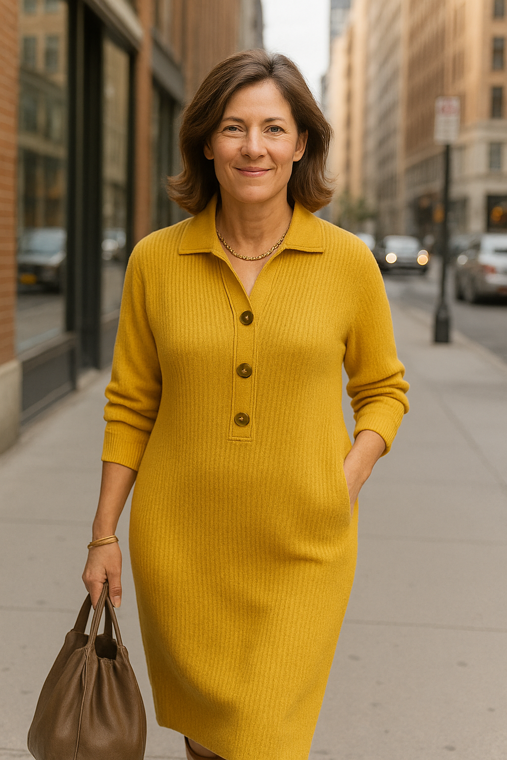 Vellaro vestido de punto con cuello y botones