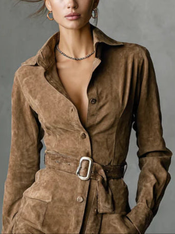 Vellaro vestido cruzado de ante sintético