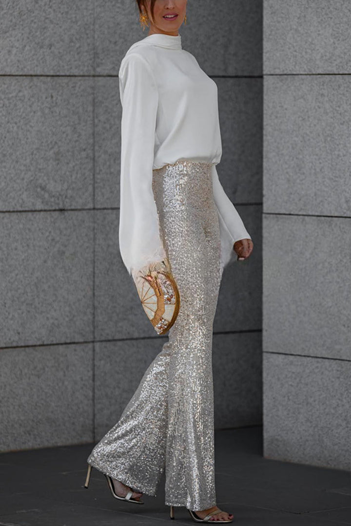 Vellaro pantalón de lentejuelas con cintura elástica